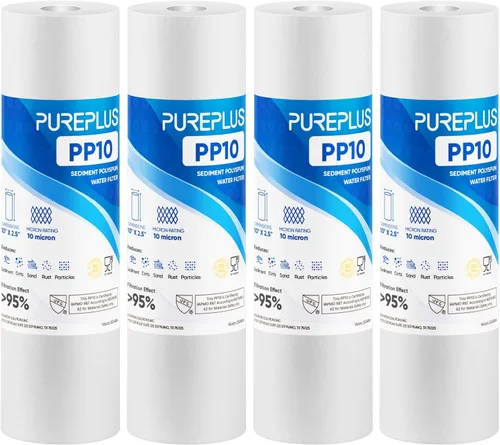 Miniatura 11 de PUREPLUS Cartucho de filtro de agua para sedimentos para toda la casa de 10 x 2.5 pulgadas, repuesto para cualquier unidad de RO de 10 pulgadas
