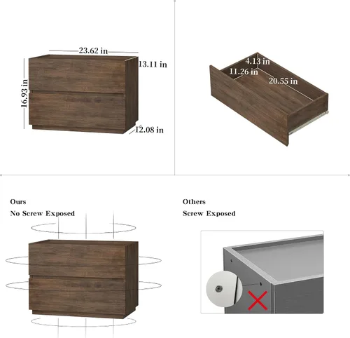 Miniatura 3 de woodtalks Cajonera apilable de 2 cajones, cómodas de almacenamiento multiusos para dormitorio, clóset, gabinete de almacenamiento para entrada