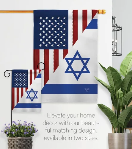 Miniatura 8 de Bandera estadounidense israelí Bandera de Israel juego de soportes de madera para banderas de pared, postes para exteriores de la casa, patio