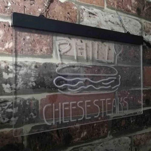 Miniatura 4 de ADVPRO Philly Cheese Steaks Café - Letrero de neón LED de doble color, azul y rojo, 24 x 16 pulgadas st6s64-i3850-br