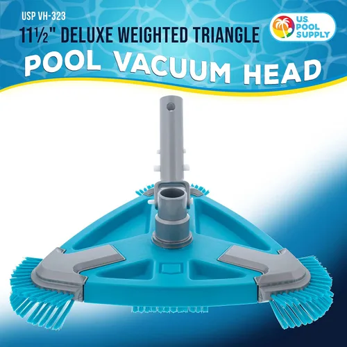 Miniatura 2 de U.S. Pool Supply Cabezal de Aspiradora Triangular Deluxe con Peso para Piscina con Cepillos Laterales, Conexión Giratoria, Mango EZ Clip - Para
