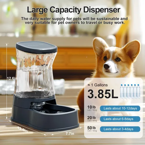 Miniatura 2 de Gardner Pet - Dispensador automático de agua para perros, bebedero de gravedad de acero inoxidable, 100% libre de BPA, cuencos de alimentación