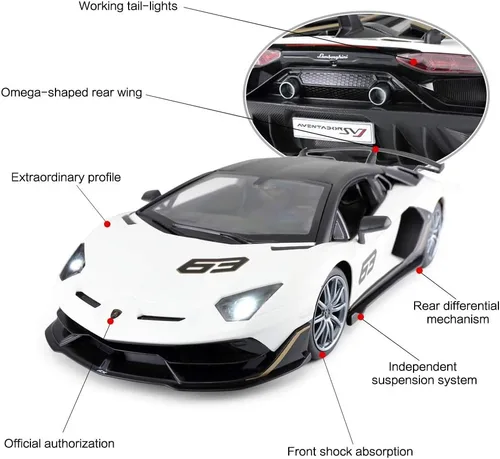Miniatura 5 de RASTAR Coche de juguete Lamborghini 1:14 Lamborghini Aventador SVJ, modelo de control remoto, súper coche deportivo RC para carreras, para niños