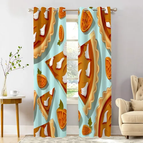 Miniatura 40 de Shrahala Cortinas de hojas de arce otoñales para ventanas de cocina, hojas rojas ardientes, fondo marrón, paneles de cortina de ventana de poliéster