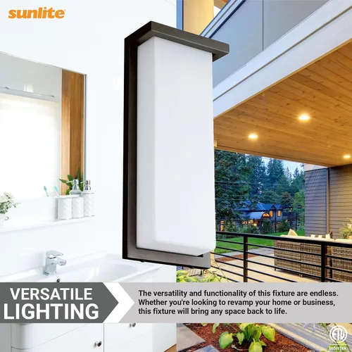 Miniatura 4 de Sunlite 81481 - Lámpara de pared LED moderna de 14 pulgadas, accesorio para exteriores, ajustable 3 CCT 3000K-5000K, 20 vatios, 1100 lúmenes, Bronce