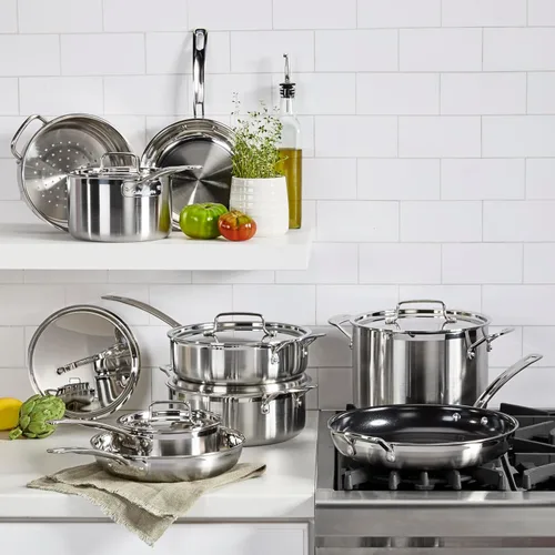 Miniatura 9 de Cuisinart Juego de utensilios de cocina de 15 piezas, multiclad Pro triple capa, plateado, MCP-15N