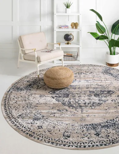 Miniatura 17 de Unique Loom Chateau Collection - Alfombra de área - Hoover (2' 2" x 3' 1" rectangular, azul oscuro/beige)