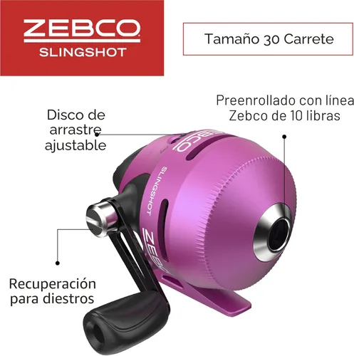 Miniatura 3 de Zebco Slingshot Spincast carrete y caña de pescar, caña de pescar de 2 piezas, recuperación a mano derecha, pre-recolectado con línea Zebco de 10