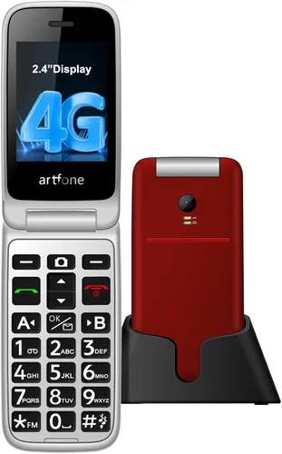 artfone G3 Pro Rojo - Teléfono Flip 4G LTE para Personas Mayores | Teléfono Flip Desbloqueado con Botón SOS | Altavoz Fuerte | Cámara | Reloj