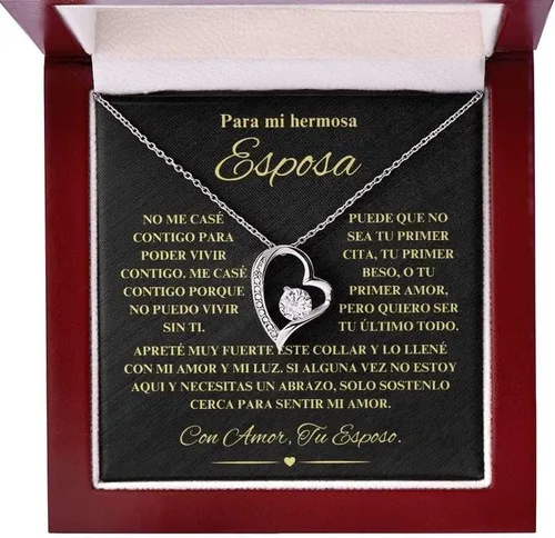 LEXPO Para Mi Hermosa Esposa - Collar Regalo Personalizado Para Esposa, Novia, Pareja, Amor, Aniversario, Cumpleaños, Celebración - FL237P