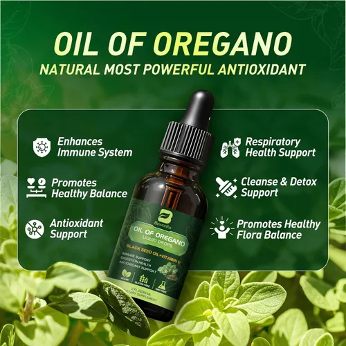 Miniatura 2 de B BEWORTHS Gotas de Aceite de Orégano Orgánico Aceite de Orégano con Aceite de Semilla Negra, Vitamina E, Gotas de Orégano 80% Carvacrol