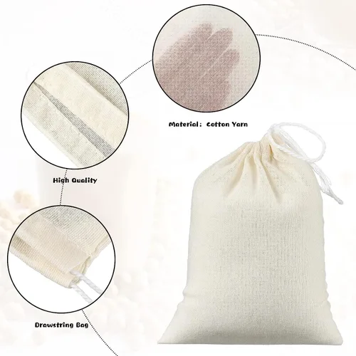 Miniatura 5 de MyLifeUNIT Bolsa de sopa, bolsa de malla de algodón para tamaño grande 10" x 12", juego de 4