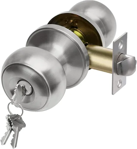 CML Hardware Juego de pomos de puerta de entrada con llave, cerradura de puerta de entrada en acero inoxidable sólido para exterior e interior,