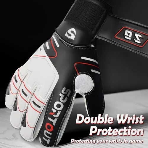 Miniatura 5 de Sportout Guantes de portero para jóvenes y adultos, agarre fuerte para las paradas más difíciles, con protección en los dedos y látex de 4+3MM