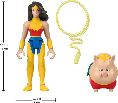 Miniatura 4 de Fisher-Price DC League of Super-Pets Juguetes preescolares Wonder Woman y PB Juego de figuras posables para juegos de simulación para niños a partir