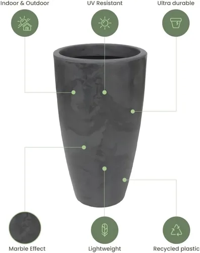 Miniatura 5 de ECOBO - Maceta redonda ecológica de 23.6 pulgadas Vicenza para uso en interiores y exteriores, duradera, versátil y ligera, diseñada por artesanos