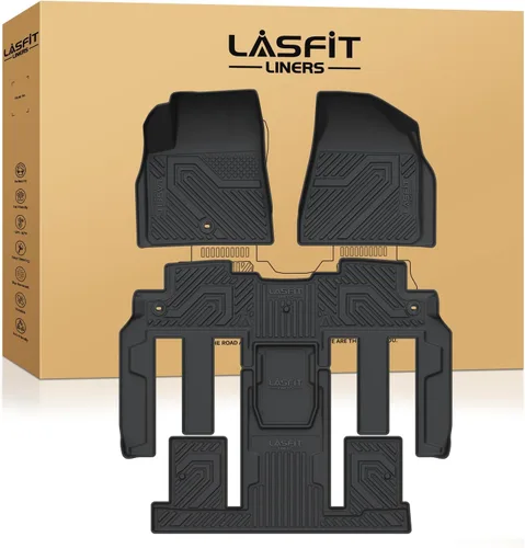 Miniatura 60 de LASFIT Juego completo de tapetes de elastómero termoplástico para todo tipo de clima de ajuste personalizado para automóviles, de 1ª y 2ª fila, 3
