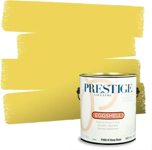 Miniatura 127 de PRESTIGE Pinturas Pintura Exterior e Imprimación En Uno, 1 Galón, Satinado, Pareja Comparable de Benjamin Moore* Amarillo* 320BM-PCM