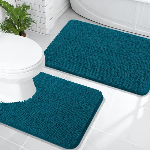 Miniatura 157 de OLANLY Juego de alfombras de baño de 2 piezas, alfombras de baño de chenilla suave y absorbente y alfombra de contorno en forma de U para inodoro