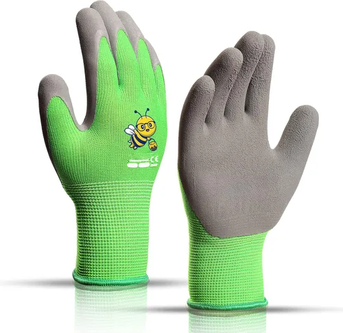 Miniatura 17 de KDK Guantes de jardinería para niños de 3 a 5 años, guantes de trabajo de patio para niños pequeños, jóvenes, niñas, niños, guantes de goma