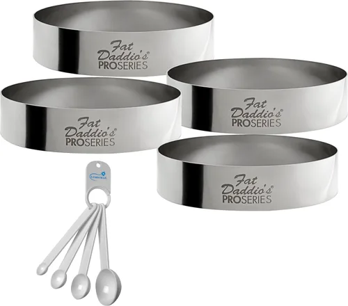 Miniatura 6 de Lumintrail Fat Daddios - Anillo redondo de acero inoxidable para pasteles y pastelería, 5 x 2 pulgadas, soldado a mano y pulido suave, para hornear