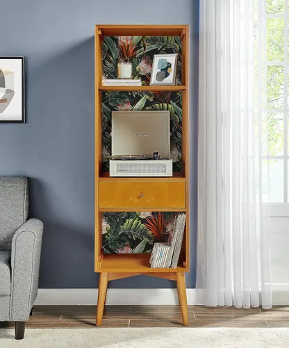 Miniatura 5 de HAOKHOME Papel tapiz removible con diseño floral de selva para despegar y pegar, papel de pared de vinilo negro/verde/rojo, papel de contacto, 17.7
