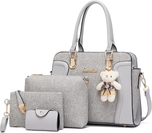 Miniatura 56 de Bolsos de mano de moda para mujer, bolsa de hombro, asa superior, bolsa de mano, juego de 4 piezas