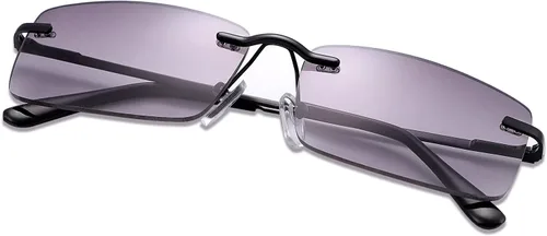 Anteojos de lectura completa sin montura con protección UV400, bisagras de resorte, lentes de sol anti luz azul, lectores de sol para hombres y