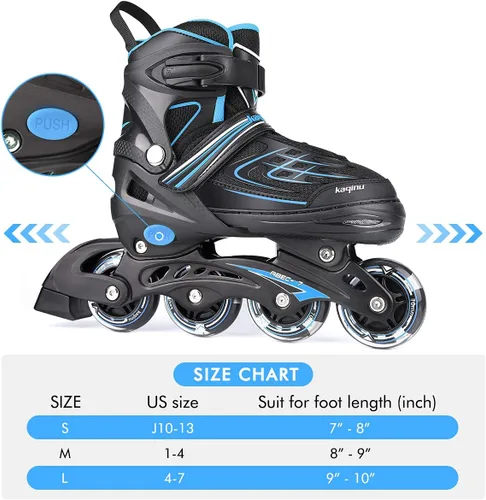 Miniatura 6 de Patines en línea ajustables, patines en línea para exterior con ruedas completamente iluminadas para niños y adultos, mujeres, niñas y niños D- azul