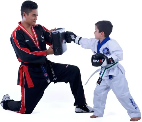 Miniatura 4 de SMAI Guantes de boxeo de cuero MMA para niños: guantes de kickboxing profesionales con protección mejorada para la muñeca y los nudillos. Cuero