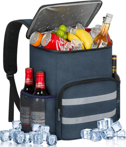 Miniatura 9 de Mochila enfriadora, 30 latas, mochila de almuerzo aislada para hombres y mujeres, bolsa térmica portátil a prueba de fugas para el trabajo, oficina