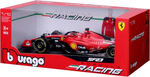 Miniatura 8 de May Cheong B18-16812L Bburago Formula 1 Ferrari SF-23 Leclerc con casco 2023 Die Cast Car, rojo
