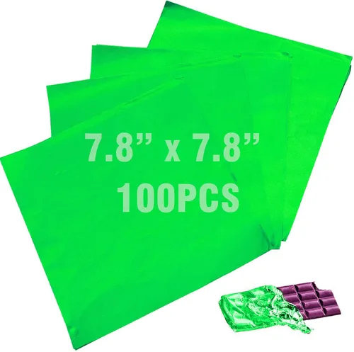 Miniatura 8 de Envoltura de papel de aluminio de 7.8 pulgadas, 100 unidades de envoltorios grandes de barra de caramelo de chocolate, papeles de regalo cuadrados