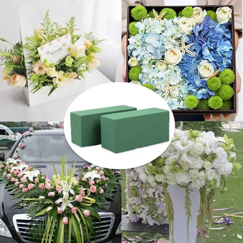 Miniatura 7 de 6 paquetes de bloques de espuma floral para arreglos de flores frescas y artificiales, bloque de espuma de poliestireno verde para pasillo de boda