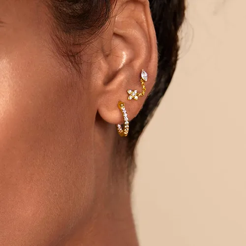 Miniatura 2 de PAVOI 14K Gold Plated Solid 925 Sterling Silver Post Cubic Zirconia Flat Back Earrings for Women Cartilage Earring Helix Piercing Jewelry Small