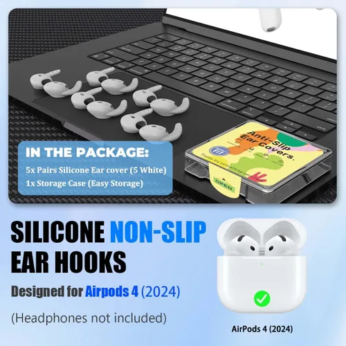 Miniatura 2 de 5 pares de ganchos para orejas para AirPods 4, puntas para oídos antideslizantes para AirPod 4 de silicona suave, cubiertas para accesorios para Air