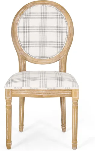 Miniatura 5 de Christopher Knight Home Camille - Sillas de comedor tradicionales de terciopelo, 2 piezas, color gris y blanco brillante Cuadros grises + naturales