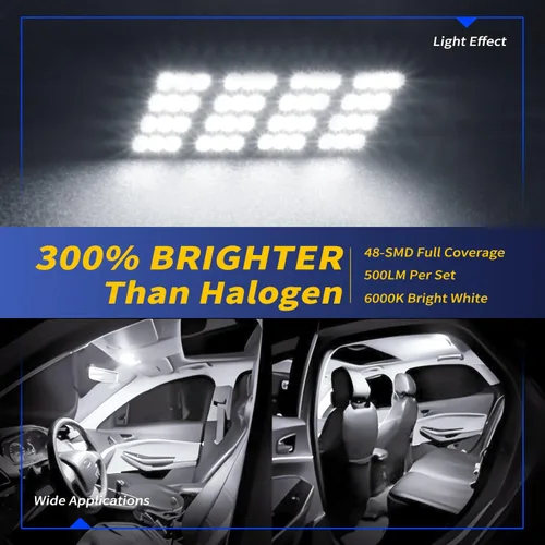 Miniatura 5 de AUXLIGHT Accesorios de luces LED para interior de automóvil con adaptadores de festoon 194 168 T10 / BA9S / DE3175 6418 211-2 578 Festoon