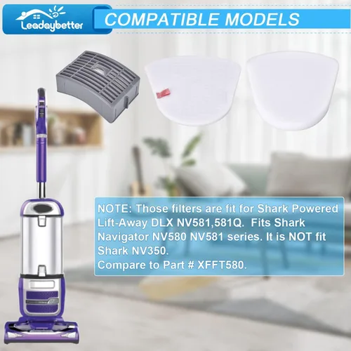 Miniatura 2 de Leadaybetter Filtro de repuesto para filtros verticales Shark Navigator NV586 NV585 NV580 NV581 NV581Q Powered Lift Away DLX para aspiradoras