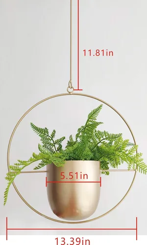 Miniatura 5 de RISEON - Colgador de plantas bohemio de oro metálico, maceta colgante de metal para pared y techo, moderna, soporte para plantas de mediados
