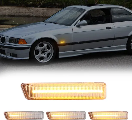 Miniatura 10 de Luces de Señal de Giro LED Secuenciales de Repuesto para 7 Series E38 1995-2001, 3 Series E46 M3 2001-2006, Lente Transparente Frontal Ámbar