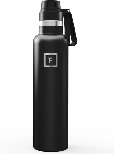 Miniatura 12 de IRON °FLASK Botellas de agua de campamento/senderismo, 3 tapas (estrecha con popote), sin fugas, aisladas al vacío, acero inoxidable de doble pared