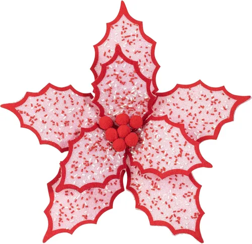 KI Store 6 piezas Flores de Nochebuena Rojas para Árbol de Navidad de 12 Pulgadas Decoraciones de Árbol de Navidad Candyland Exhibición Floral
