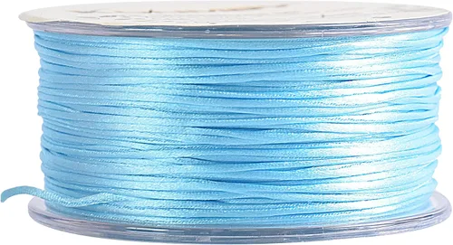 Miniatura 64 de KONMAY 80 Yardas 1.0mm Cordón Rattail de Nylon Satén Seda Trim Hilo para Cuentas para Nudos Chinos, Kumihimo, Trabajo con Cuentas, Macramé, 2-Azul