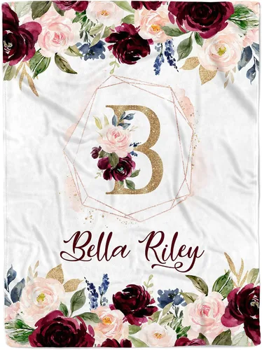 Miniatura 9 de MDPrints - Manta rosa de bautismo para niñas, regalos de bautismo personalizados para niñas, mantas de bebé personalizadas para niñas con nombre