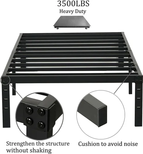 Miniatura 3 de Wulanos Marcos de cama tamaño individual, marcos de metal resistentes con soporte de listones de acero, no necesita somier, marcos de cama