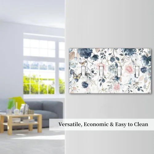 Miniatura 287 de Decorative Outlet Covers Blue Background White Cat Daisy Floral 2-Gang 1-Gang Wall Plate Single Toggle/Rocker Farmhouse Style Light Switch Covers