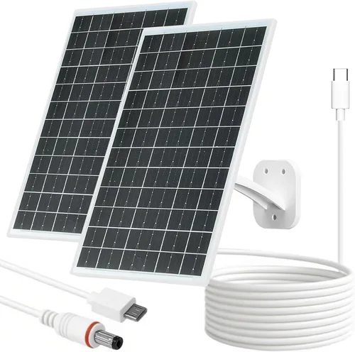 Miniatura 13 de FUTUREZEN Panel solar de 6 W para cámara de seguridad al aire libre, cargador solar USB/USB-C de 5 V compatible con cámaras de batería recargable