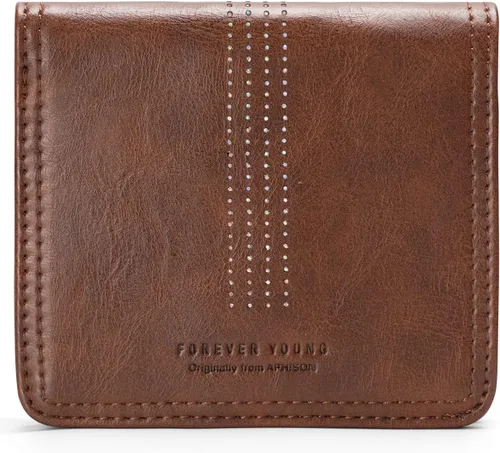 Miniatura 8 de APHISON Billetera para mujer, delgada y pequeña, cartera RFID para mujer, 01A125café, Moda