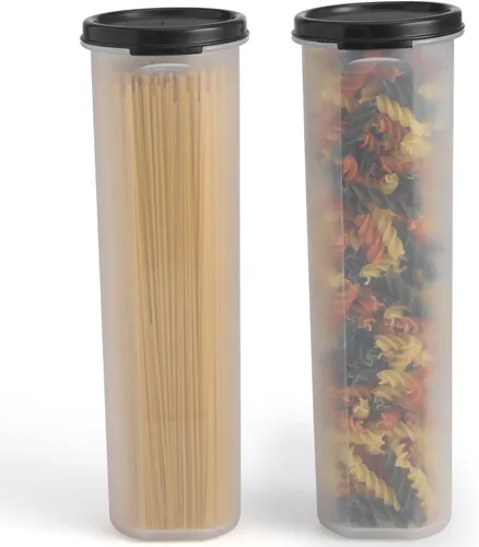 Miniatura 8 de Contenedor de pasta de espagueti transparente alto con tapa, paquete de 2. Organización multiusos de despensa de cocina y almacenamiento de Azul
